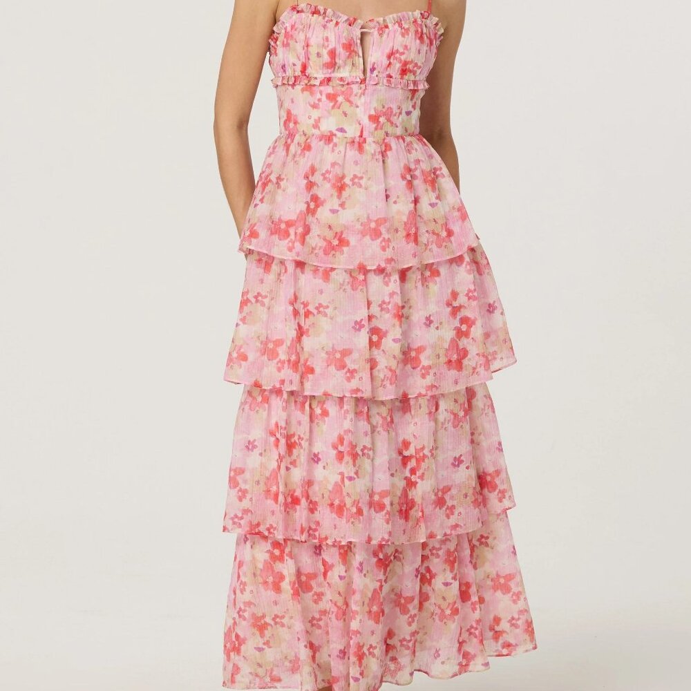 Vonnessa Pleated Tiered Maxi Dress NWT